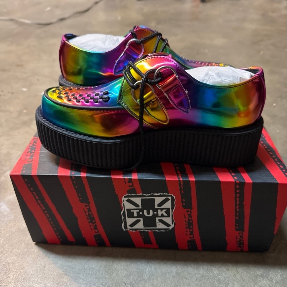 T.U.K Rainbow Creepers Women Size 6